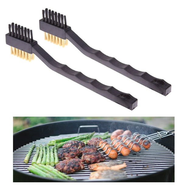 2 Pc Barbecue Grill Wire Brush Double Sided BBQ Grilling Cooking Cleaning Brass 
